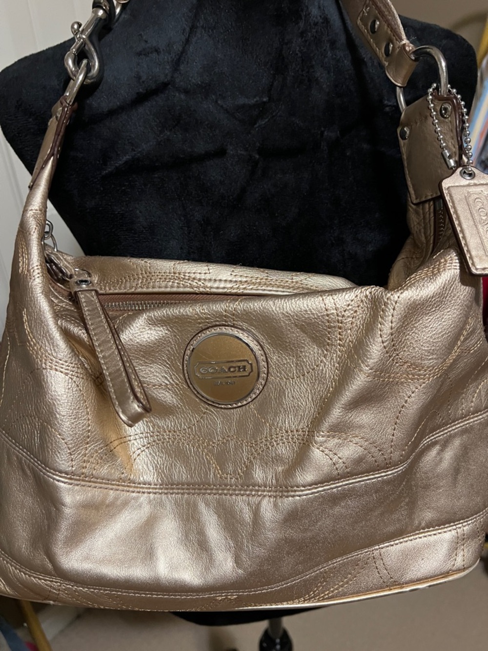 Coach Metallic Gold Leather Hobo Shoulder Bag